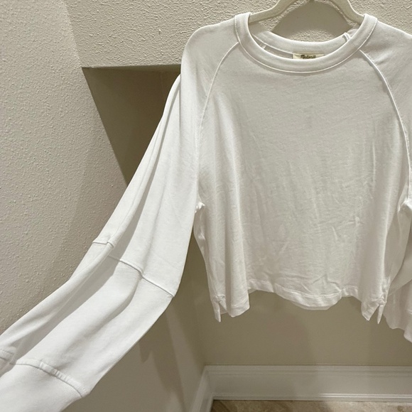 NWT Madewell White Relaxed Long-Sleeve Raglan Tee (Size M) - Picture 6 of 8